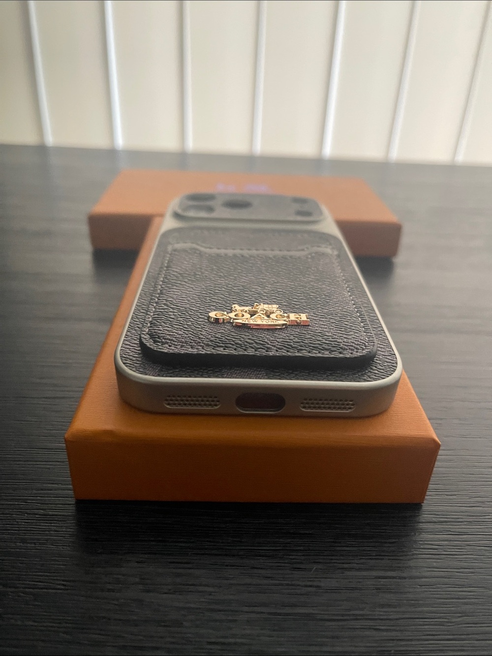 iPhone 17 Pro Max Coach Signature Canvas Card Pocket Phone Case-Purple and Black - Picture 4 of 8